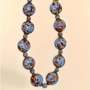 Blended Blue and Sparkly Brown Beaded Necklace